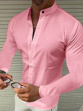 Men's Shirt Made Of Pure Colored Imitation Silk Fabric My Store