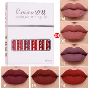 6 Boxes Of Matte Non-stick Cup Waterproof Lipstick Long Lasting Lip Gloss My Store