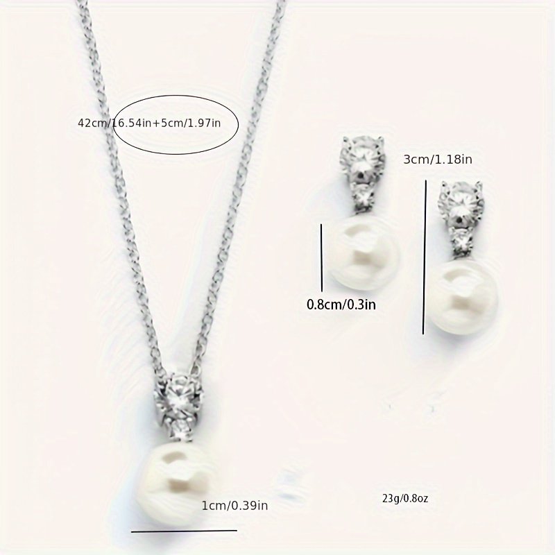 Elegant Pearl Pendant  Necklace And Earrings Set My Store