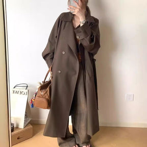 Early Autumn Lapel Long Trench Coat Raglan Sleeve Wide Version My Store