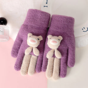 Five Finger Gloves Simple All-match Cartoon Cute Thickening Windproof My Store