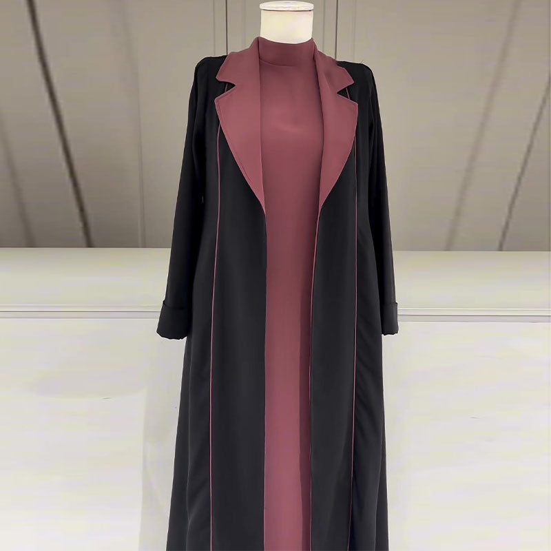 Fashion Colorblock Long Cardigan Trench Coat My Store