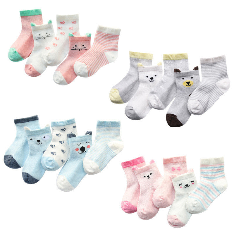 Children's Socks Pack of 5 Colors Breathable Summer Cotton Socks for Boys and Girls My Store