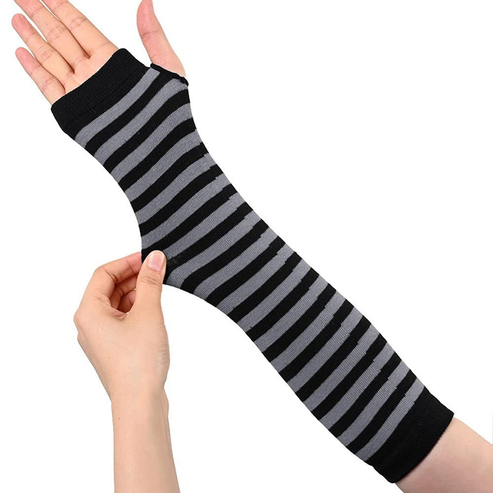 Fingerless Oversleeve Dark Lolita Striped Cross Long Cosplay Oversleeve Sheath My Store