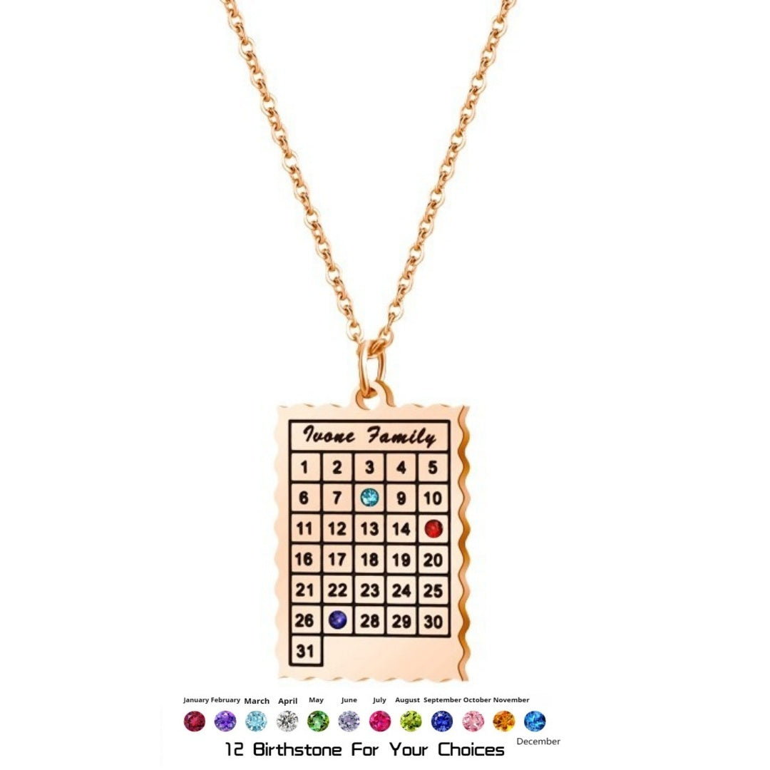 Female DIY Engraving Basic Versatile Calendar Necklace My Store