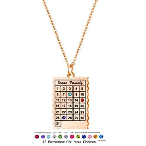 Female DIY Engraving Basic Versatile Calendar Necklace My Store