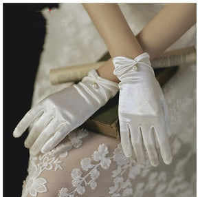 Bridal Gloves Pearl Lace Bow My Store