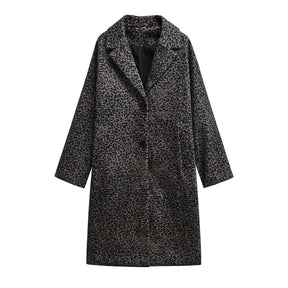 Women's Loose Blended Animal Print Coat My Store