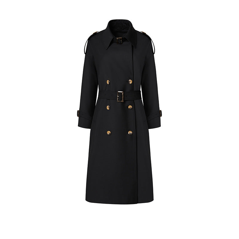 Autumn New Women's Stand Collar Adjustable Collar Loop Double Breasted Profile Lengthened Trench Coat My Store