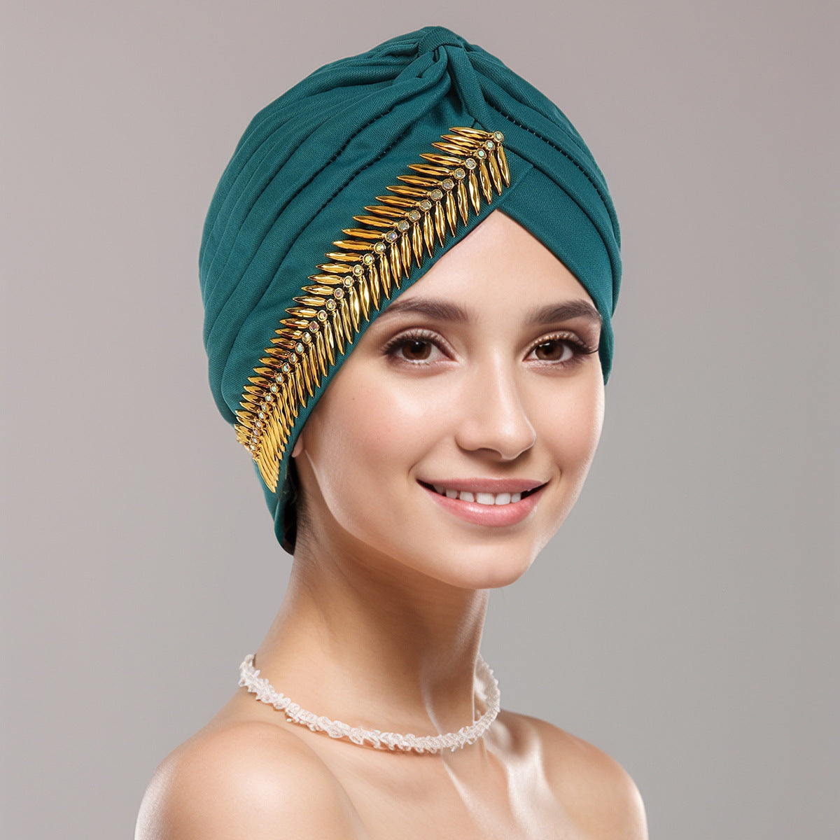 New Rhinestone Turban Cap For Women Pleated Elastic Head Wrap Stylish Ramadan Head Scarf Bonnet Chemo Cap Wedding African Hat My Store