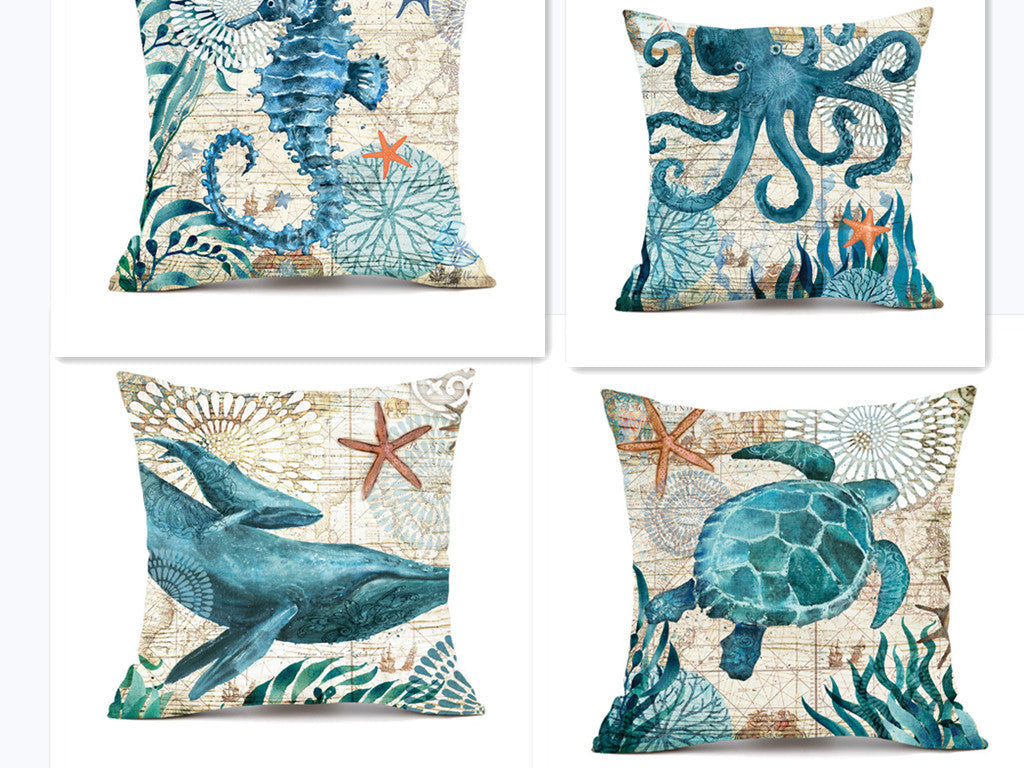 Cushion Covers Sea Turtle Printed Throw Pillow Cases For Home Decor Sofa Chair Seat My Store