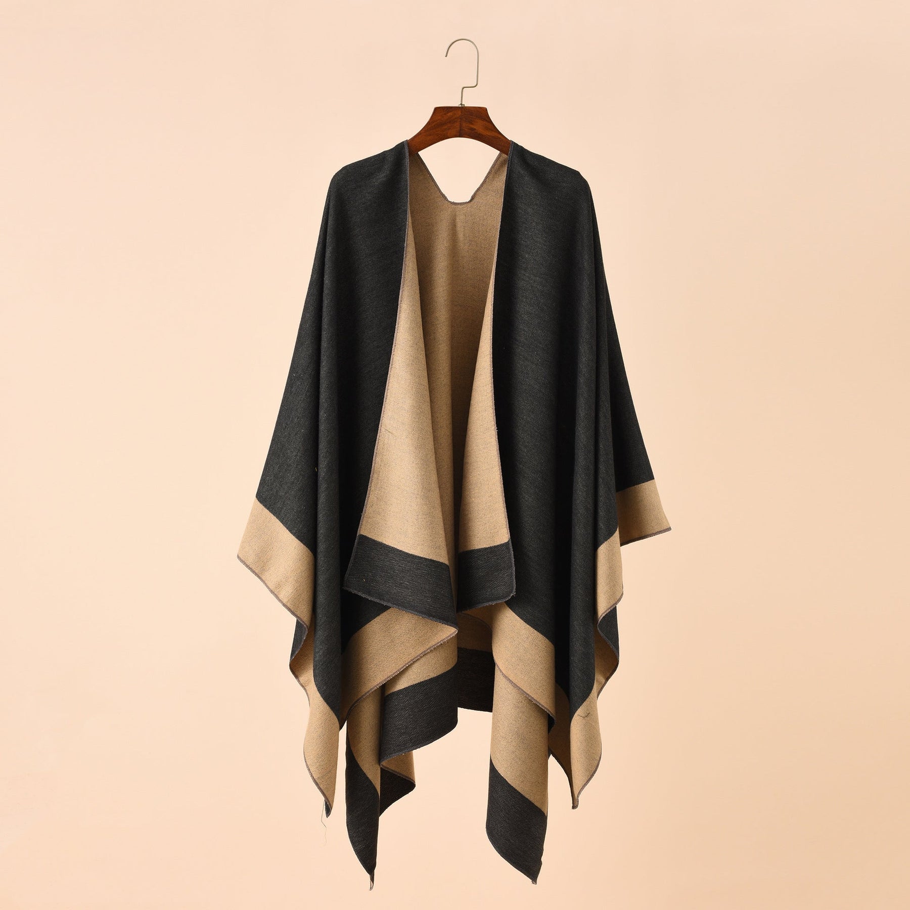 Double-sided Color Matching Plaid Cashmere-like Shawl Outer Match Cape Coat My Store