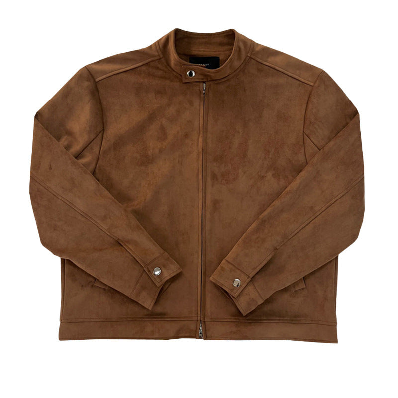 Brown Maillard Stand-up Collar Jacket My Store