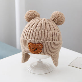 Baby Hat Warm Earflaps Cap Cute Bear Baby Knitted Woolen Cap My Store