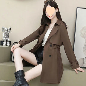 Women's Loose Mid-length Coat Waist Trimming Coat My Store