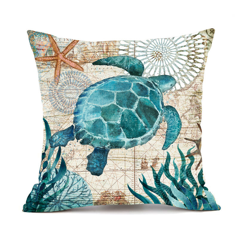 Cushion Covers Sea Turtle Printed Throw Pillow Cases For Home Decor Sofa Chair Seat My Store