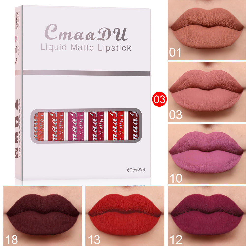 6 Boxes Of Matte Non-stick Cup Waterproof Lipstick Long Lasting Lip Gloss My Store