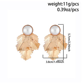 Textured Pearl Stud Earrings Fan-shaped Alloy Female My Store