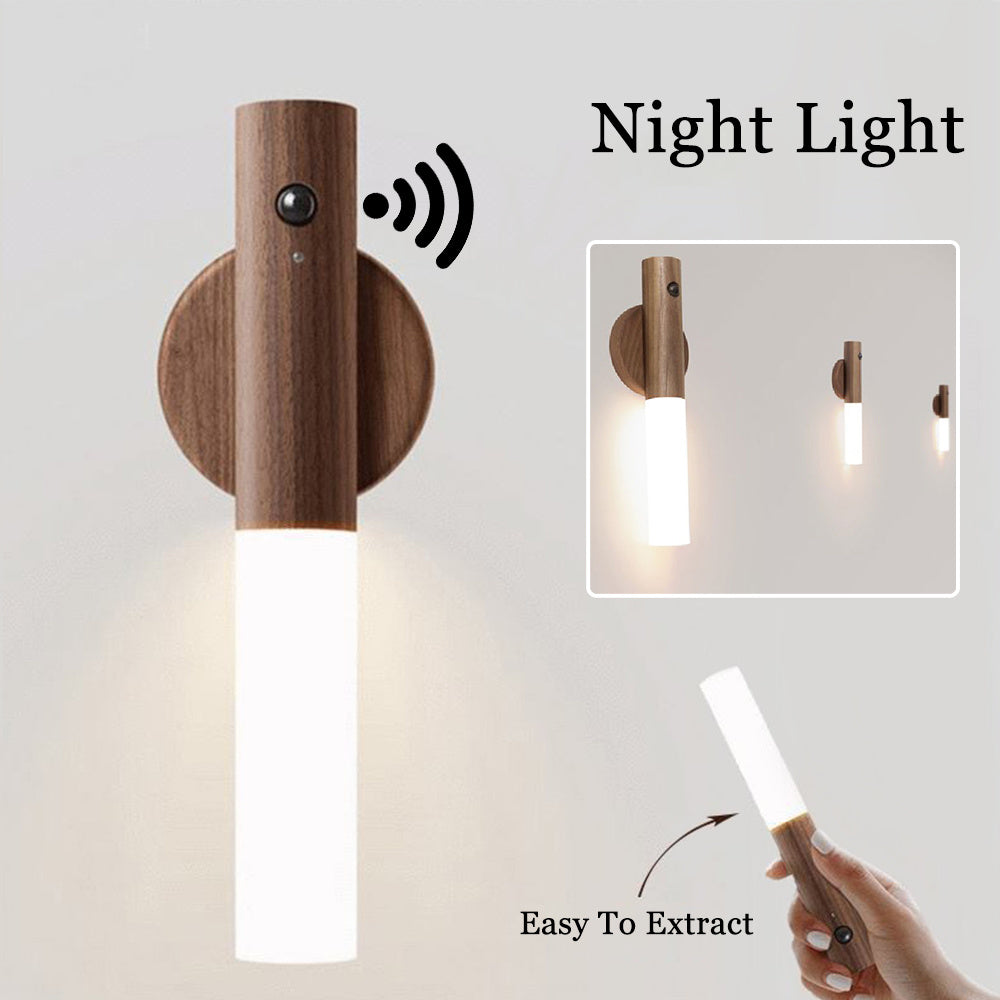 Auto LED USB Magnetic Wood Wireless Night Light Corridors Porch Lights PIR Motion Sensor Wall Light Cabinet Lamp My Store