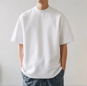 Plus Size Cotton Men's Blank T-Shirt White Oversized Retro Solid Color T-Shirt Large Size Men's Women's Fashion Short Sleeve Men's T-Shirt My Store