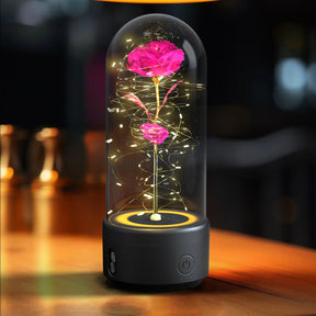 Creative 2 In 1 Rose Flowers LED Light And Bluetooth-compatible Speaker Valentine's Day Gift Rose Luminous Night Light Ornament In Glass Cover My Store