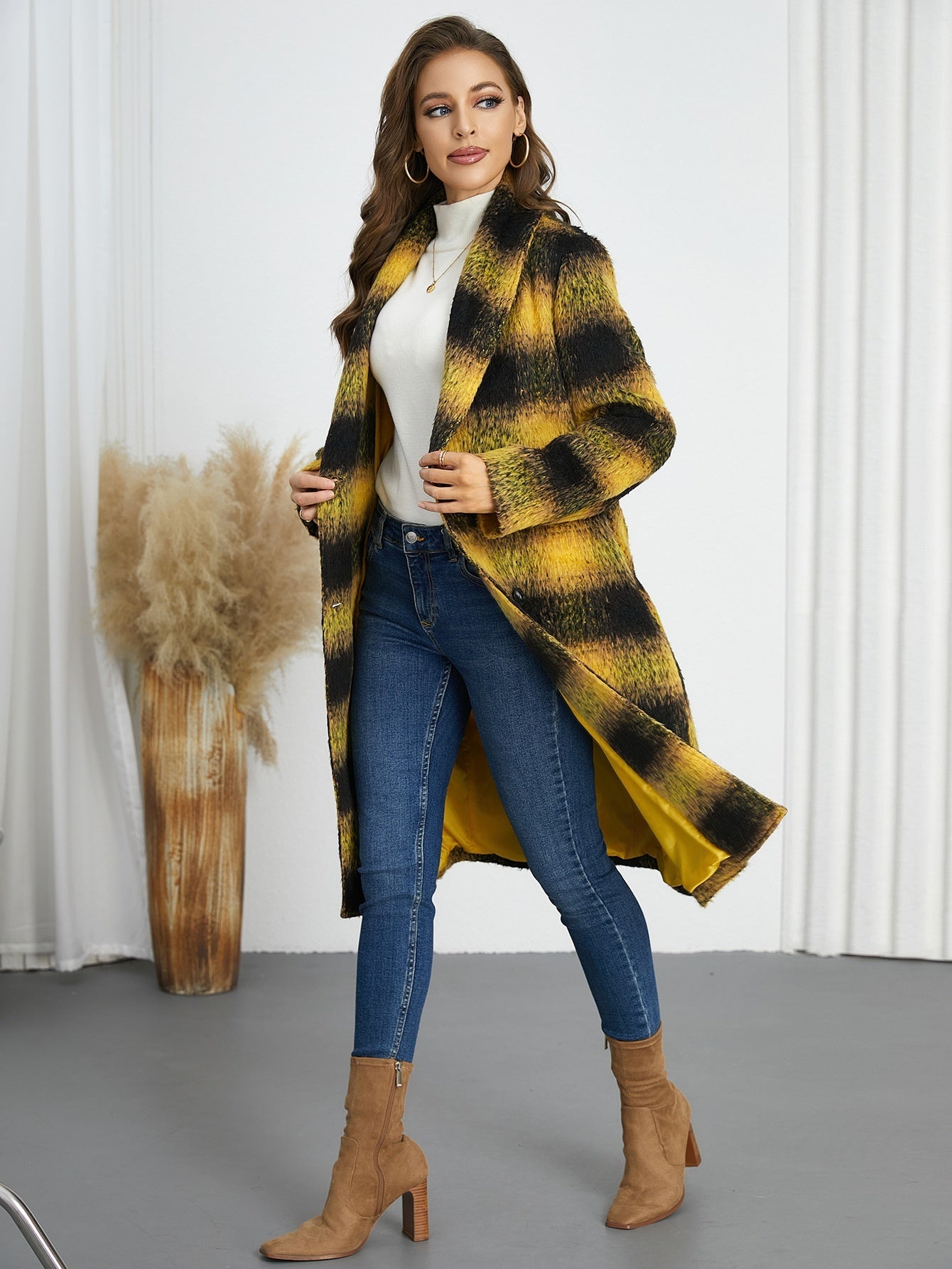 Winter Retro Slim Temperament Double Row Long-cut Coat My Store