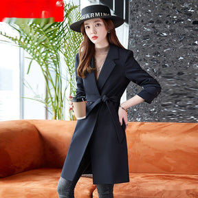 Korean Style Professional Mid-length Suit Collar Trench Coat My Store