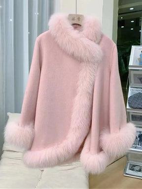 Artificial Fur Mid-length Coat Women's Woolen Cloak My Store