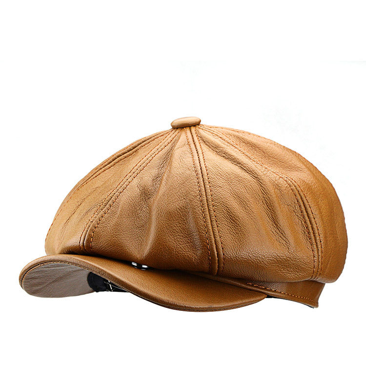 British Cowhide Octagonal Cap Female Peaked Cap Tide My Store