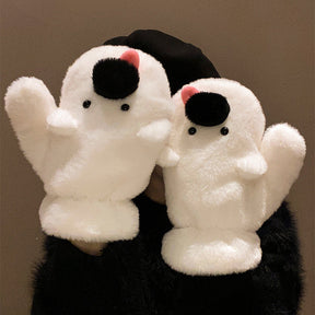 Cute Tongue-sticking Puppy Finger Plush Gloves Winter Thicken Thermal My Store