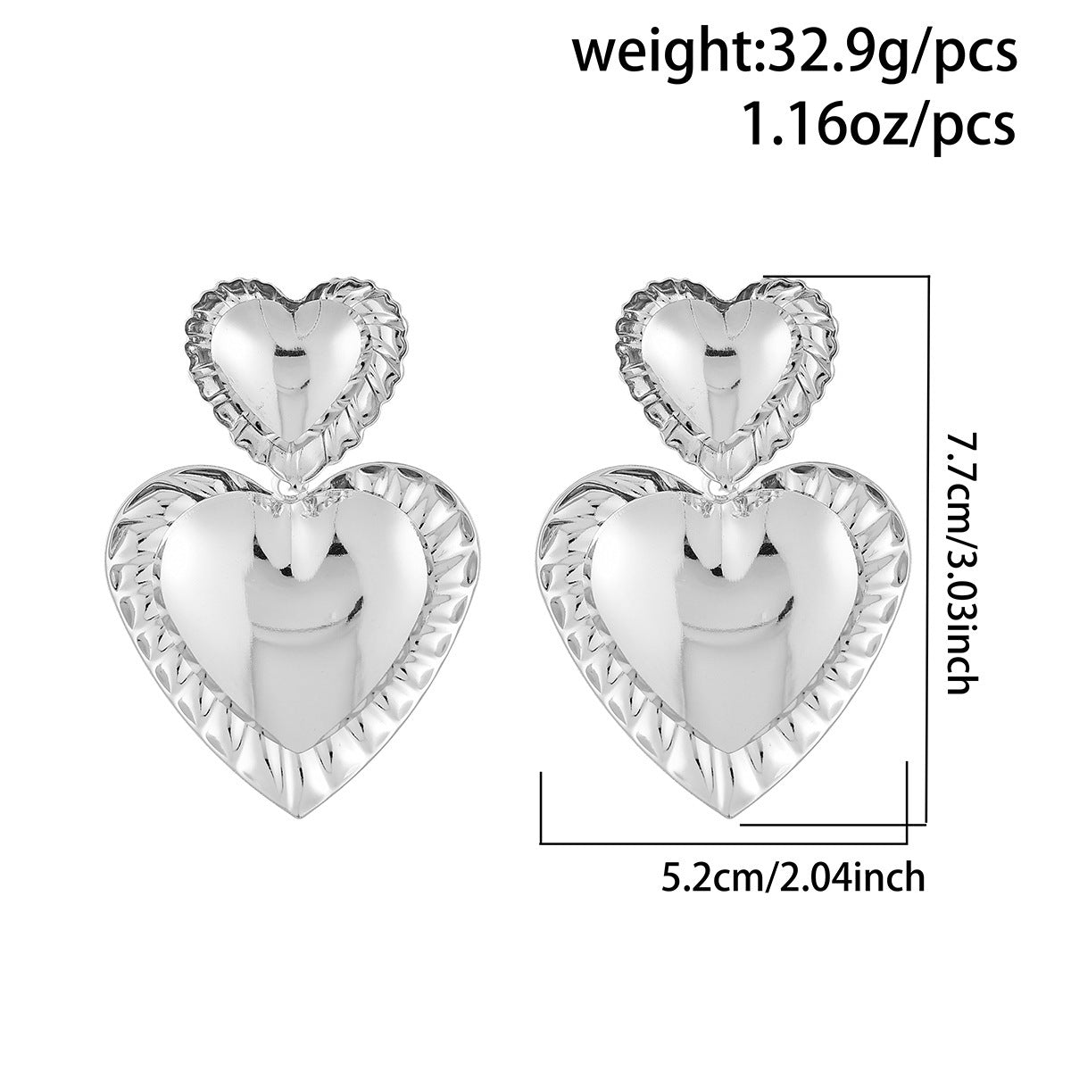 Exaggerating Heart-shapaed Metal Alloy Earrings Niche Texture My Store