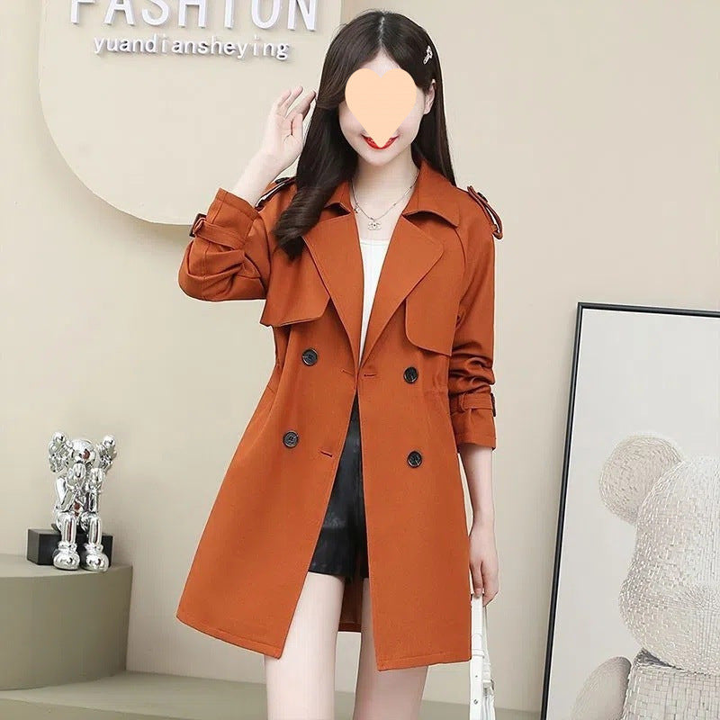 Women's Loose Mid-length Coat Waist Trimming Coat My Store