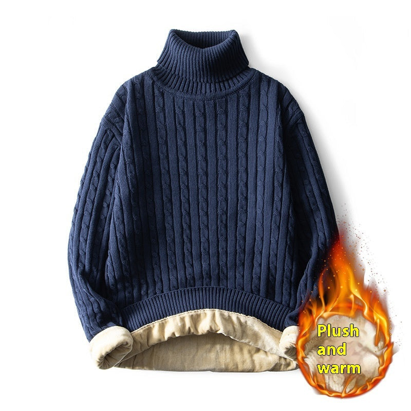 Men's Fleece-lined Thick Neck Sweater My Store