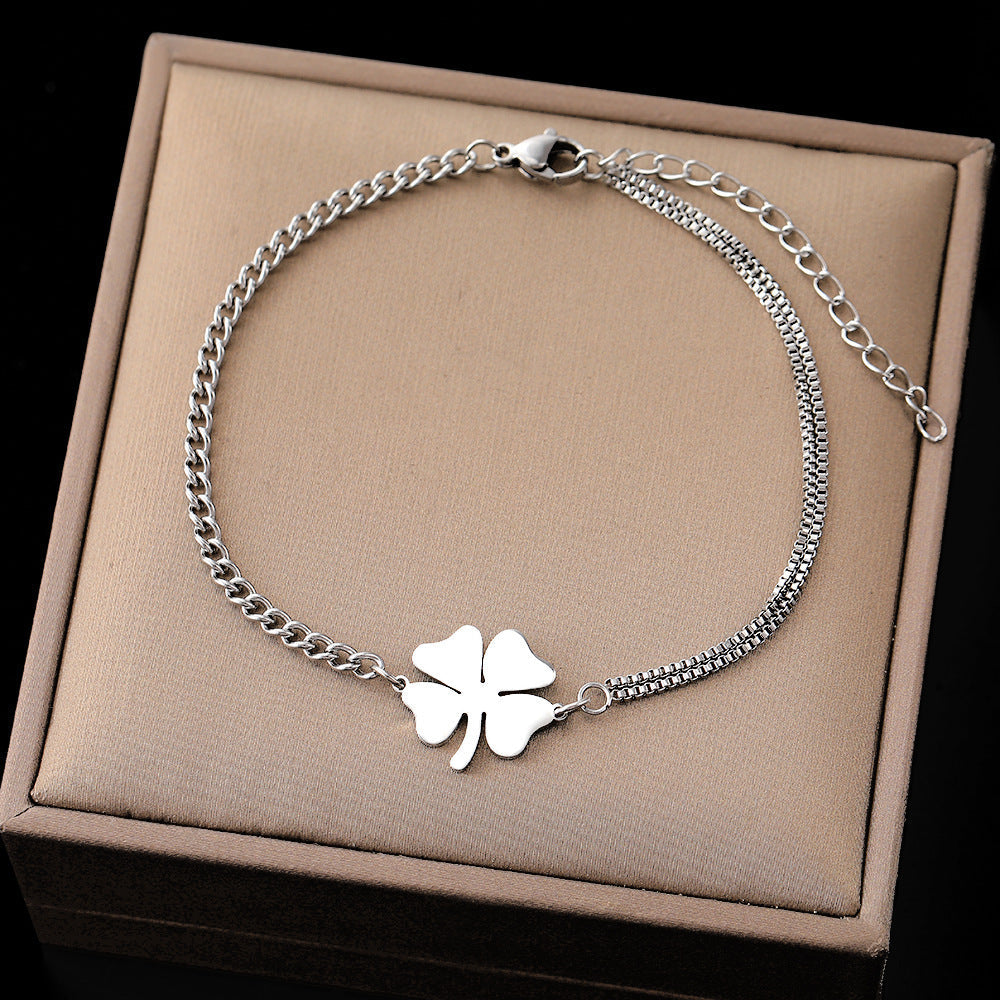 Creative Personality Retro Love Clover Titanium Steel Bracelet My Store