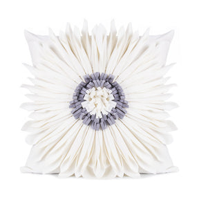 Fashion Modern Style White Throw Pillows Velvet Stitching 3D Chrysanthemum Cushion Waist Pillow Blue Cushion Case My Store