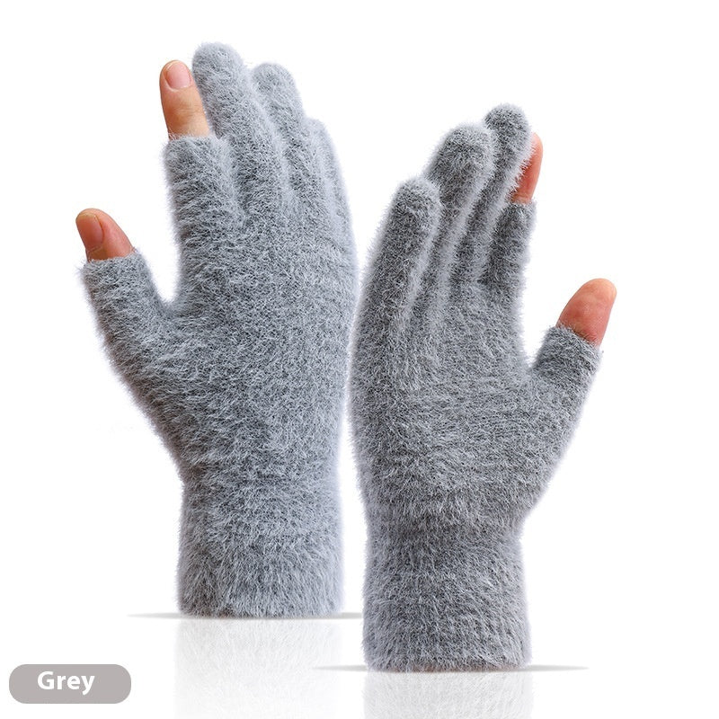 Autumn And Winter Fashionable Warm Exposed Two Finger Gloves My Store