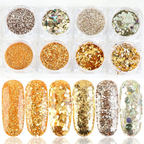 8 Box Mix Glitter Nail Art Powder Flakes Set My Store