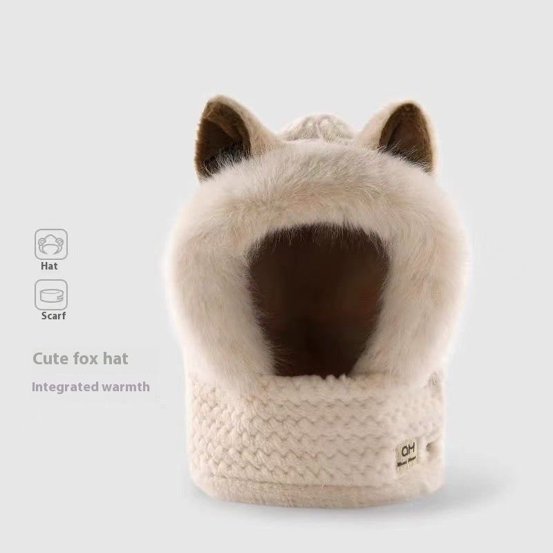 Cute Winter Warm Fox Ear Hat Scarf My Store