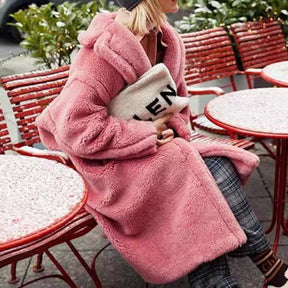 Lapel Lamb Fleece Coat With Pockets Faux Fur Coat Winter Warm Thickening Long Windbreaker Women's Clothing My Store