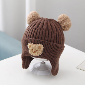 Baby Hat Warm Earflaps Cap Cute Bear Baby Knitted Woolen Cap My Store