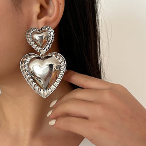 Exaggerating Heart-shapaed Metal Alloy Earrings Niche Texture My Store