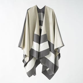 Double-sided Color Matching Plaid Cashmere-like Shawl Outer Match Cape Coat My Store