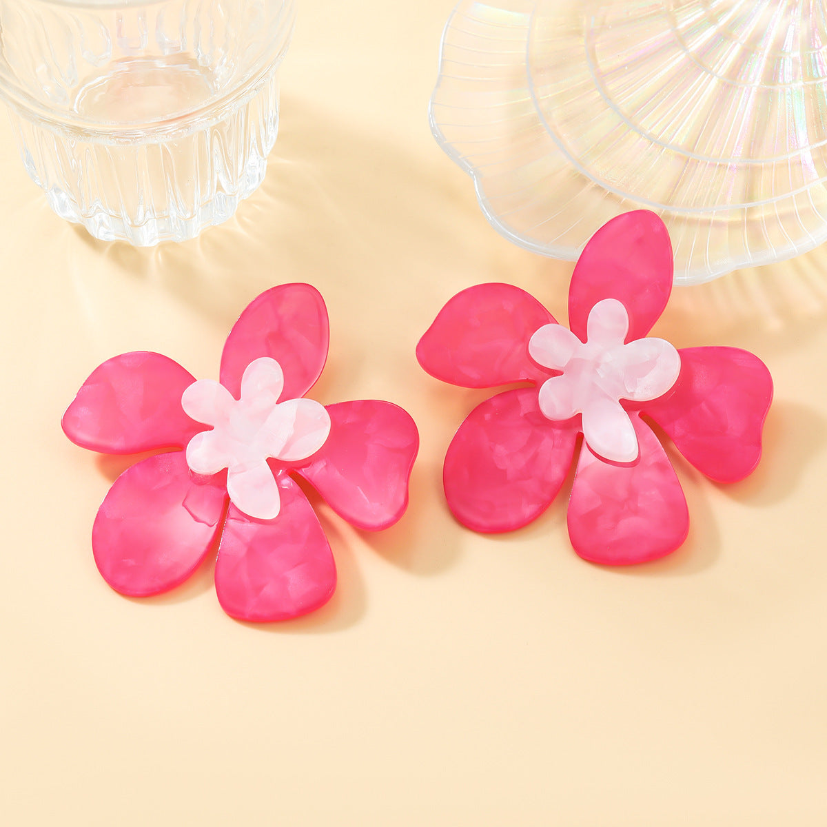 Women's Artistic Cellulose Acetate Sheet Flower Stud Earrings My Store