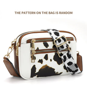 Cow Color Matching Multifunctional Zipper Crossbody Bag My Store