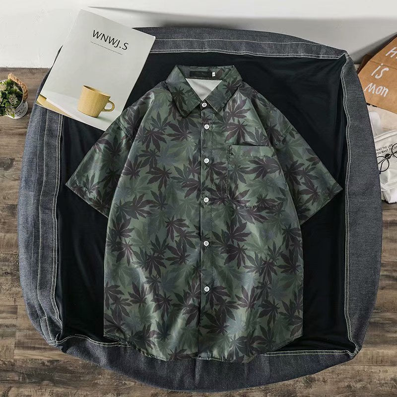 Casual Loose Half Sleeve Shirt Printed Men's Top My Store