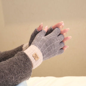 Fiber Half Finger Gloves Wool Knitted Warm My Store