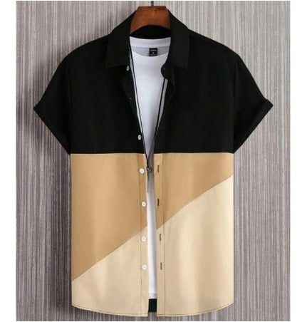 Fashion Trendy Men's Shirt Digital Printing Casual Breathable Stand Collar Short Sleeve My Store