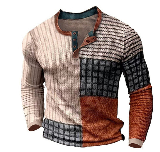 Men's 3D Printing Casual Retro Long Sleeve Top My Store