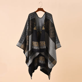 Double-sided Color Matching Plaid Cashmere-like Shawl Outer Match Cape Coat My Store