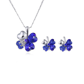 Four-leaf clover crystal necklace earrings My Store